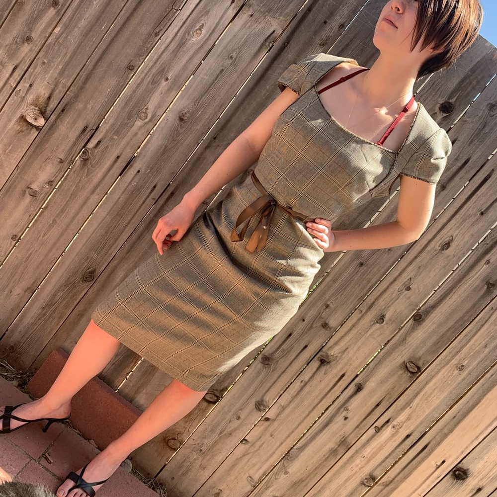 David Meister 1950’s plaid dress.